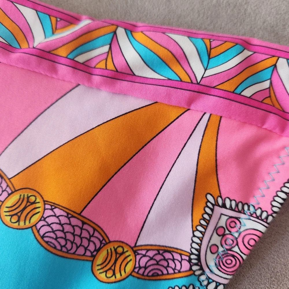 Trina Turk bikini bottom 10 Meilani turquoise pink floral cheeky boho new $88